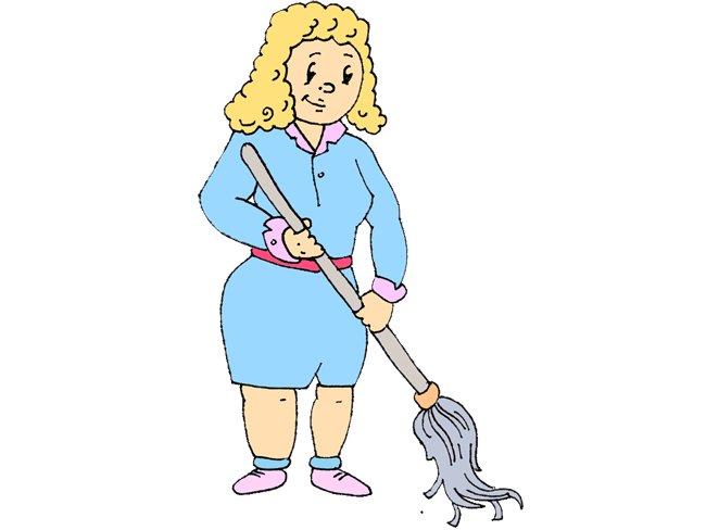 illustration d'une femme de ménage au travail