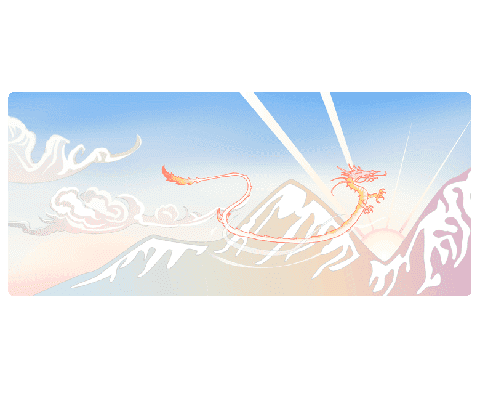 dragon chinois volant au dessus de montagnes
