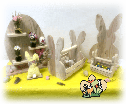 Photos des objets en bois de Pâques